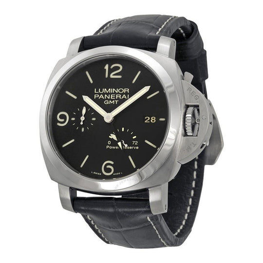 Panerai Men's PAM00321 Luminor 1950 Acciaio 3 Days GMT Automatic Black Leather Watch