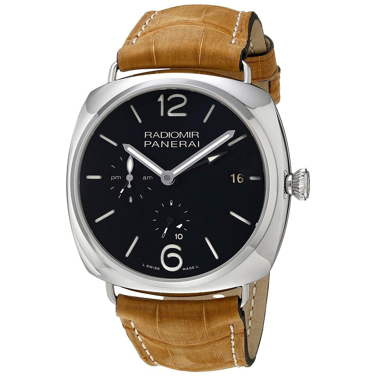 Panerai Men&#39;s PAM00323 Radiomir Acciaio 10 Days GMT Hand Wind Brown Leather Watch