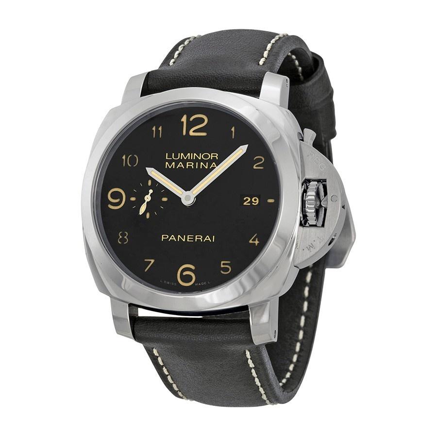 Panerai Men&#39;s PAM00359 Luminora Marina 1950 Acciaio 3 Days Automatic Mechanical Black Leather Watch