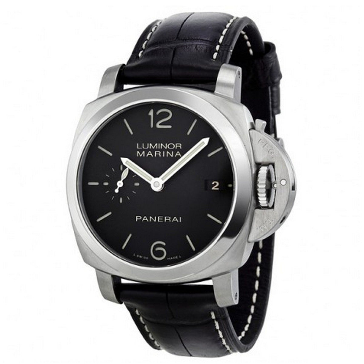 Panerai Men&#39;s PAM00392 Luminor Marina 1950 Acciaio 3 Days Automatic Black Leather Watch