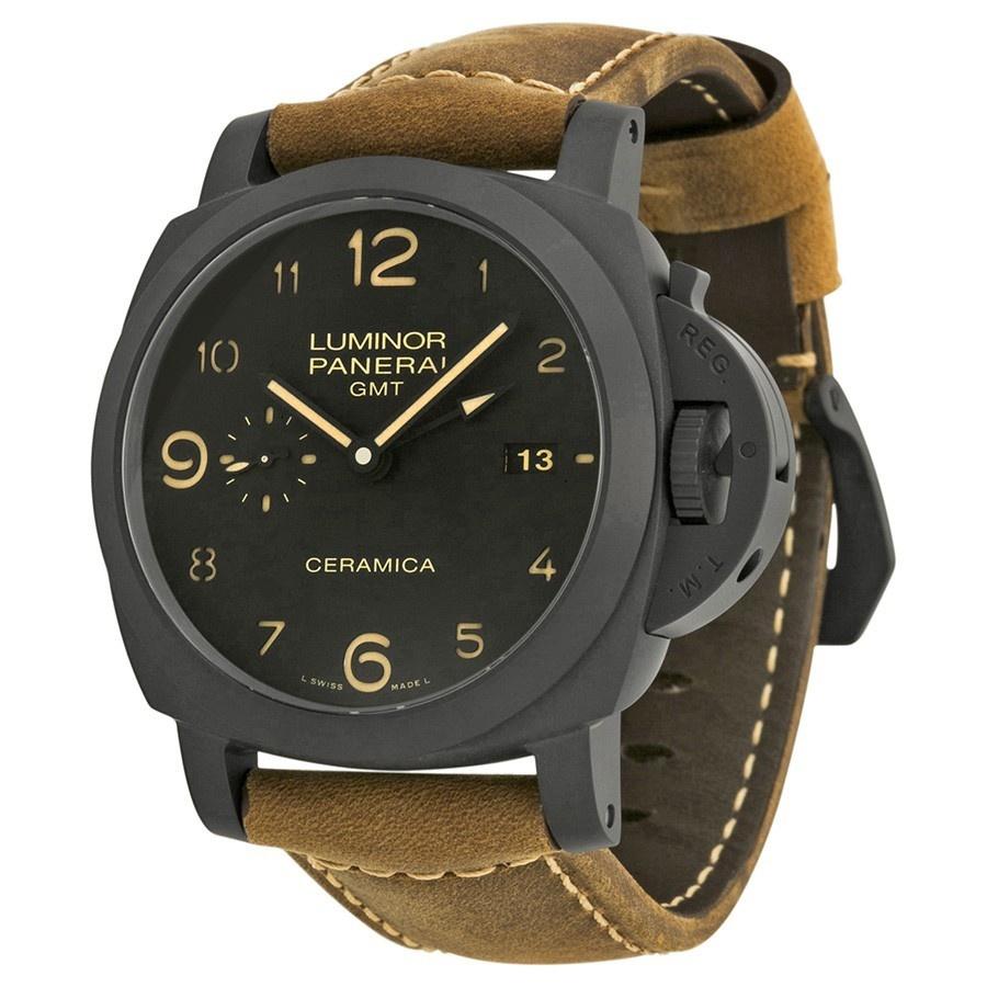 Panerai Men&#39;s PAM00441 Luminor Marina 1950 3 Days GMT Automatic Brown Leather Watch