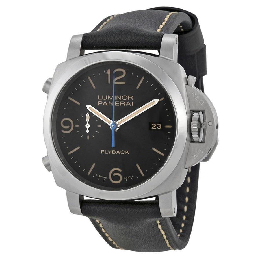 Panerai Men&#39;s PAM00524 Luminor 1950 Flyback 3 Days Black Leather Watch