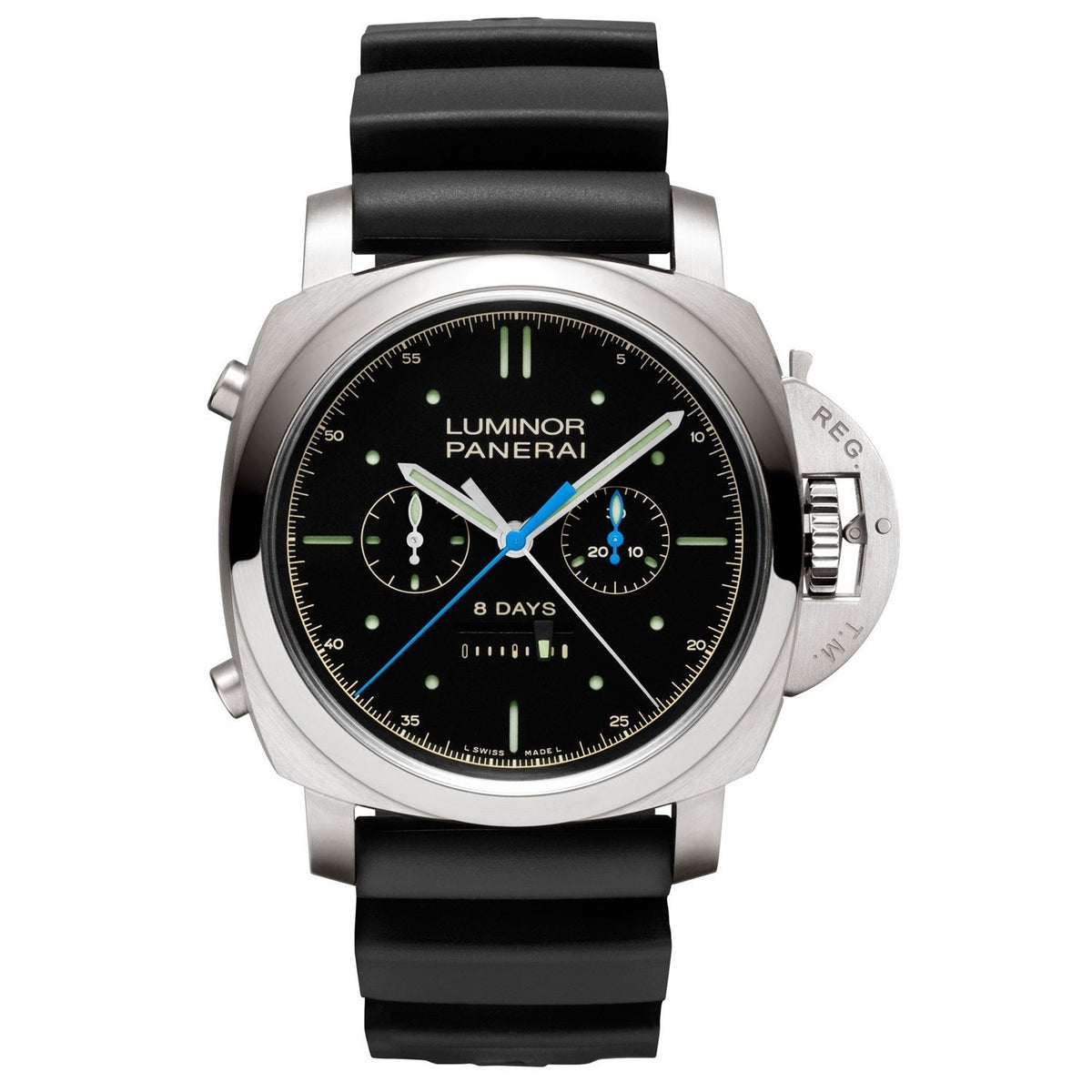 Panerai Men's PAM00530 Luminor 1950 Rattrapante Titanio 8 Days Hand Wind Black Rubber Watch