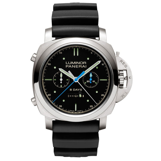 Panerai Men's PAM00530 Luminor 1950 Rattrapante Titanio 8 Days Hand Wind Black Rubber Watch