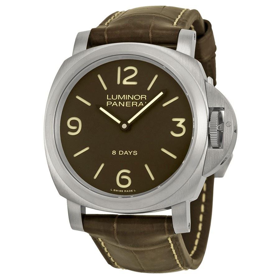 Panerai Men's PAM00562 Luminor Base 8 Days Acciaio Mechanical Hand Wind Brown Leather Watch