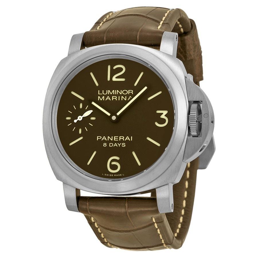 Panerai Men&#39;s PAM00564 Luminor Marina Titanio 8 Days Hand Wind Brown Leather Watch