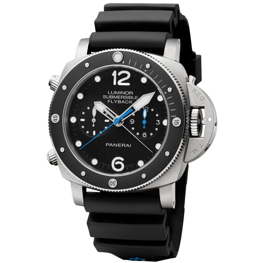 Panerai Men's PAM00615 Luminor Submersible Titanio 3 Days Flyback Chronograph Automatic Black Rubber Watch