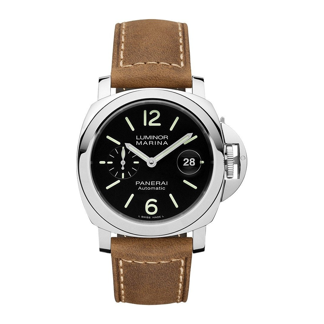 Panerai Men&#39;s PAM01104 Luminor Marina Brown Leather Watch