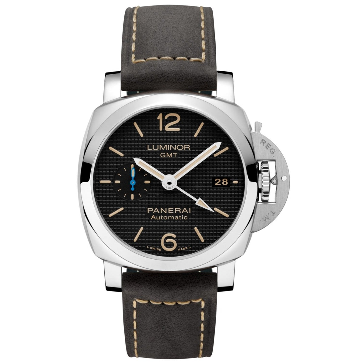 Panerai Men&#39;s PAM01535 Luminor Chronograph Automatic GMT Brown Leather Watch