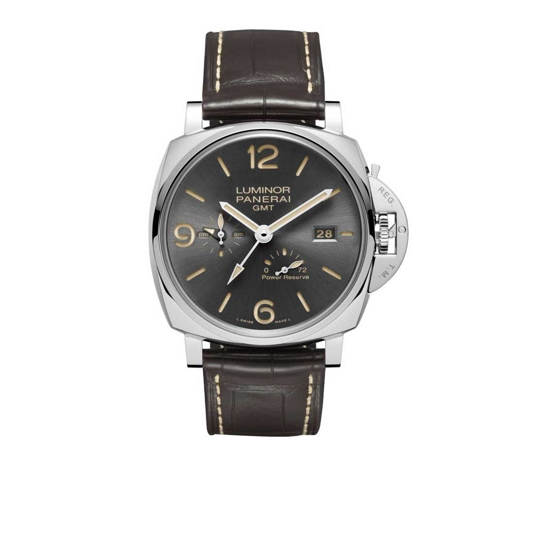 Panerai Men&#39;s PAM0944 Luminor Due GMT Brown Leather Watch