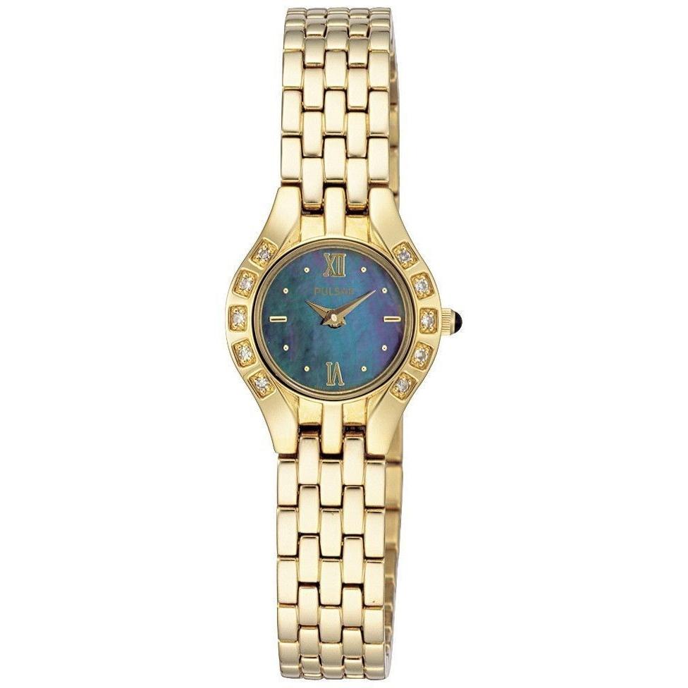 Pulsar Women&#39;s PEG664 Crystal Automatic Gold-Tone Stainless Steel Watch