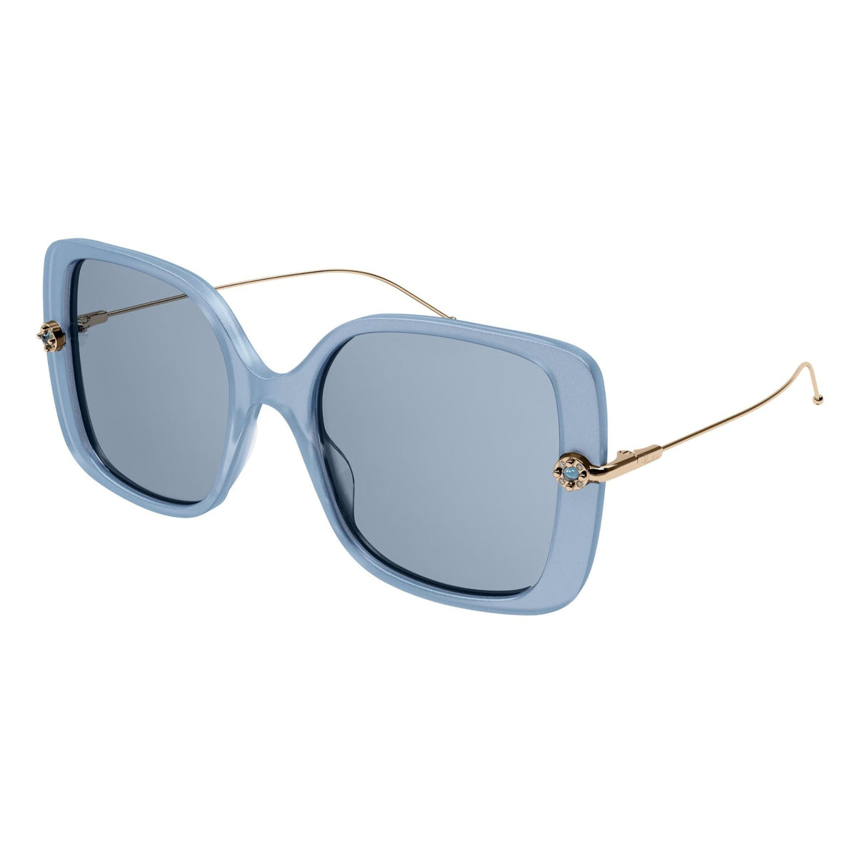 Pomellato Women&#39;s Sunglasses Fall Winter 2021 Blue Light Blue Nylon Nylon Glitter PM0096S 004