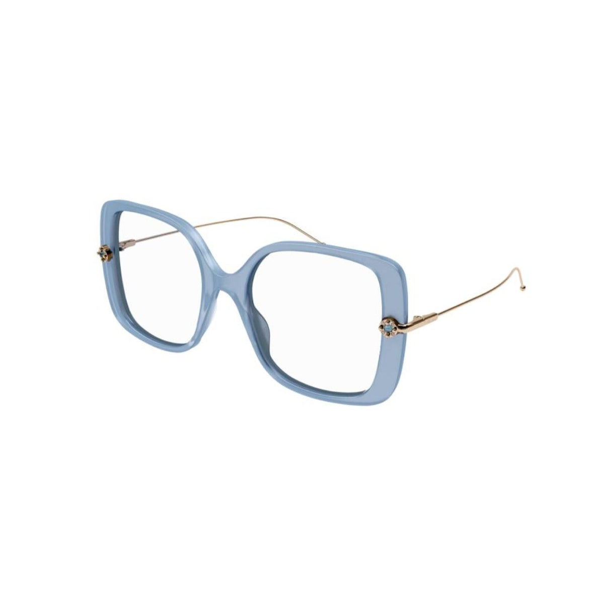 Pomellato Women's Sunglasses Fall Winter 2021 Blue Transparent Demo Lens Demo Lens Shiny PM0098O 004