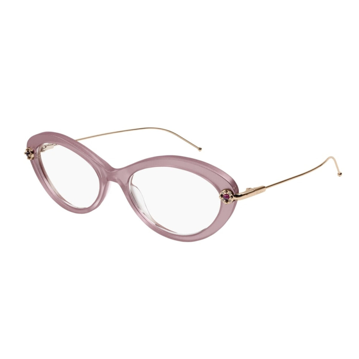Pomellato Women&#39;s Sunglasses Fall Winter 2021 Pink Transparent Demo Lens Demo Lens Glitter PM0099O 003