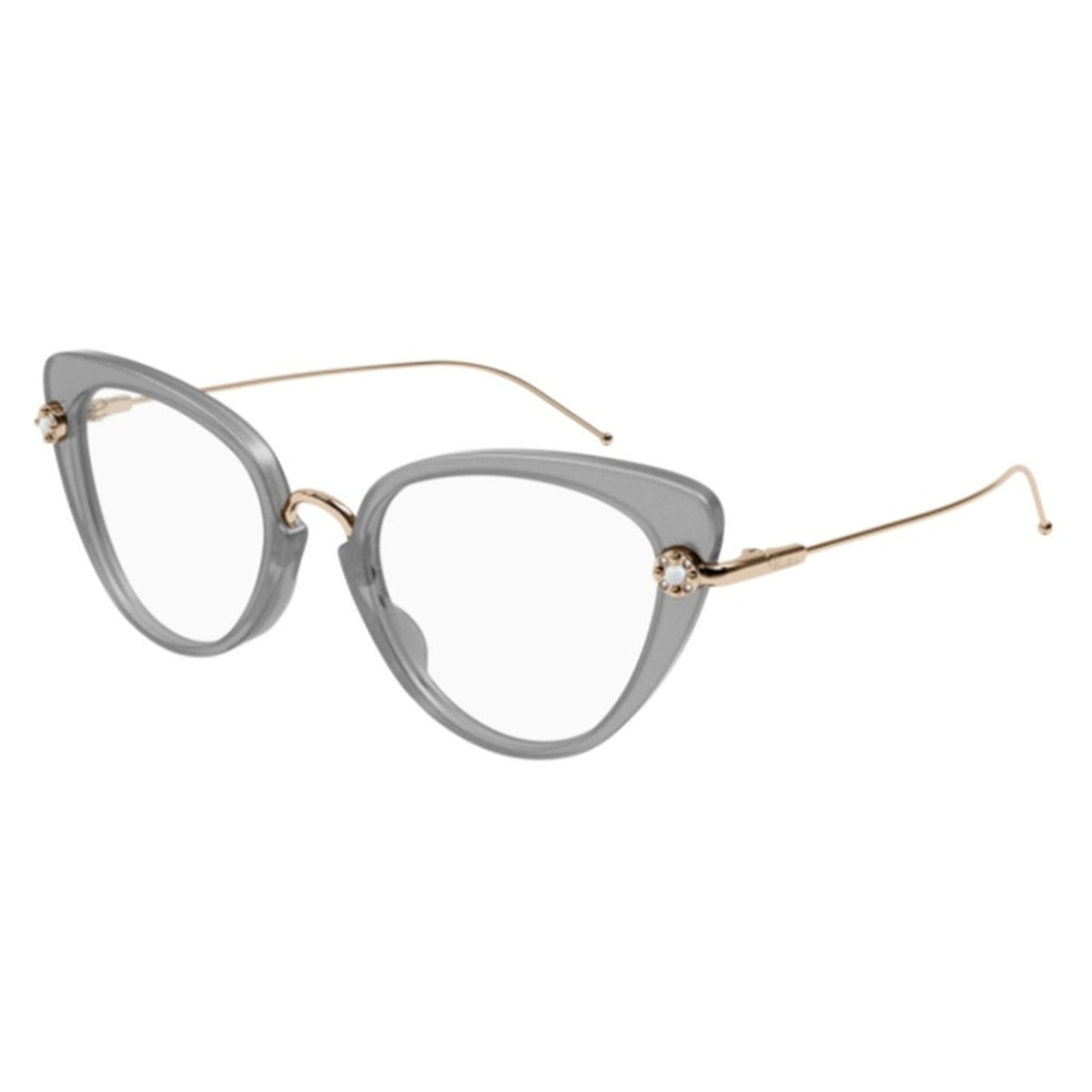 Pomellato Women's Sunglasses Fall Winter 2021 Grey Transparent Demo Lens Demo Lens Glitter PM0100O 001