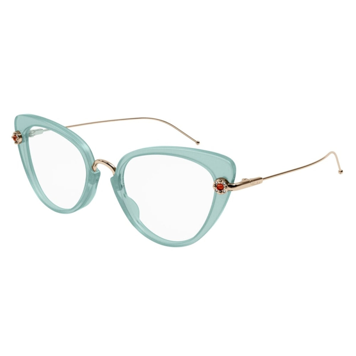 Pomellato Women's Sunglasses Fall Winter 2021 Light Blue Transparent Demo Lens Demo Lens Glitter PM0100O 003