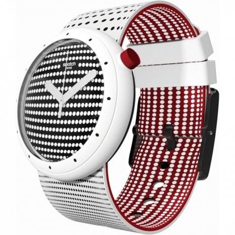 Swatch Men&#39;s PNW104 Dotypop Black and White Silicone Watch