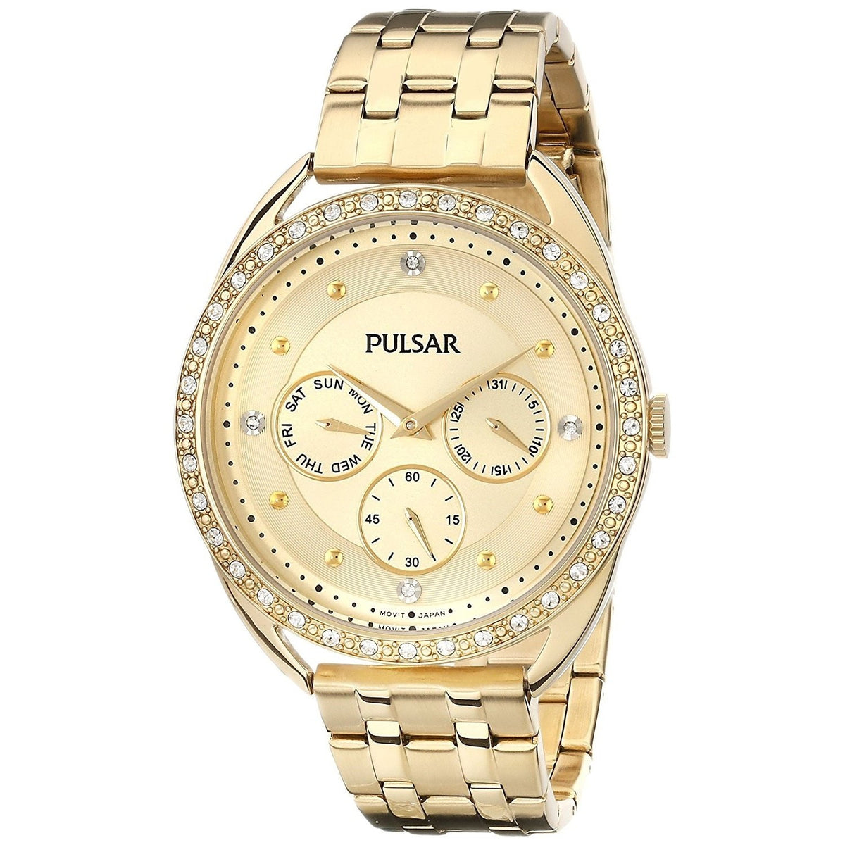 Pulsar Women&#39;s PP6178 Multi-Function Crystal Gold-Tone Stainless Steel Watch