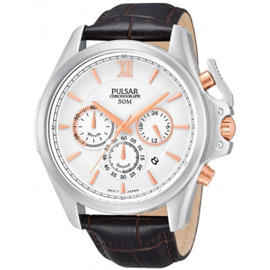 Pulsar Men's PT3441 Chronograph Brown Leather Watch