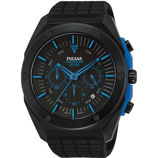 Pulsar Men's PT3465 Chronograph Black Rubber Watch