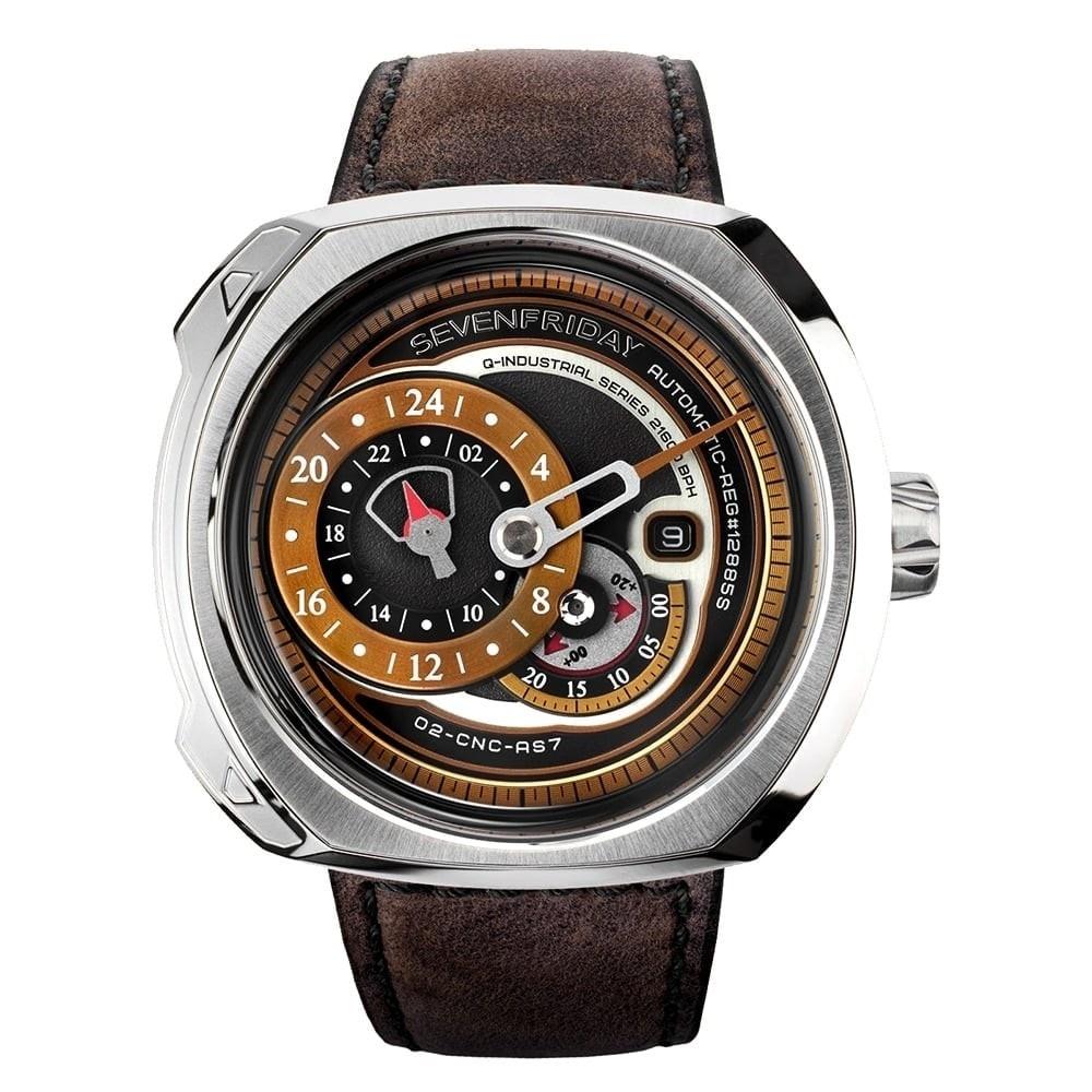 Sevenfriday Men&#39;s Q2-01 Q-Series Brown Leather Watch