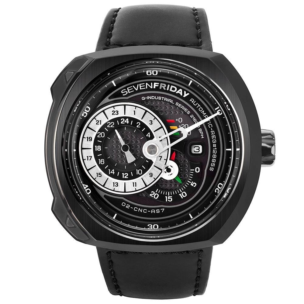 Sevenfriday Men&#39;s Q3-01 Q-Series Black Leather Watch