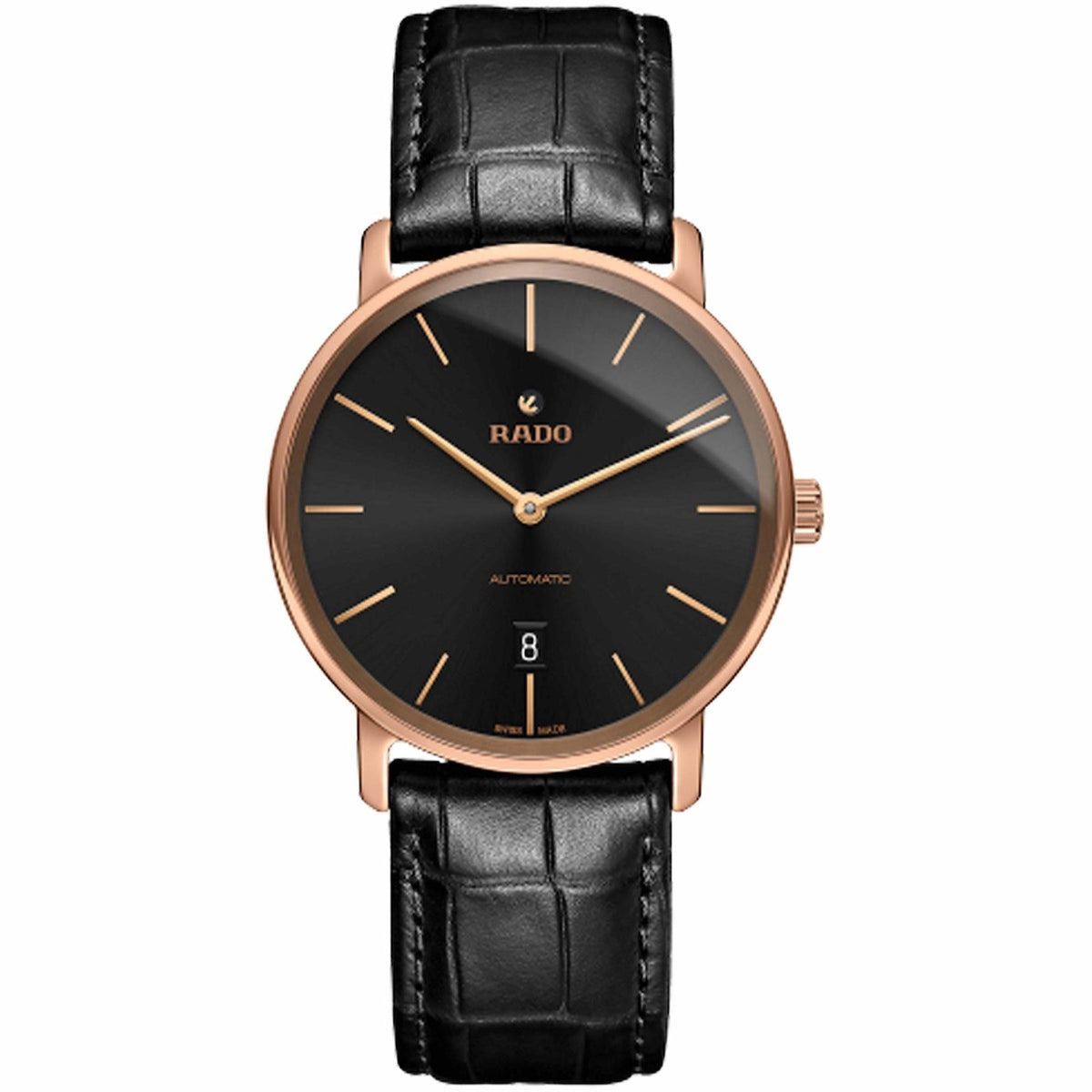 Rado DiaMaster Thinline  Men&#39;s R14068166 Black Leather Watch