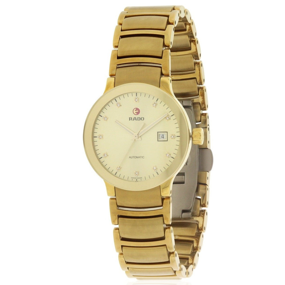 Rado Women&#39;s R30280703 Centrix Diamond Gold-Tone Stainless Steel Watch