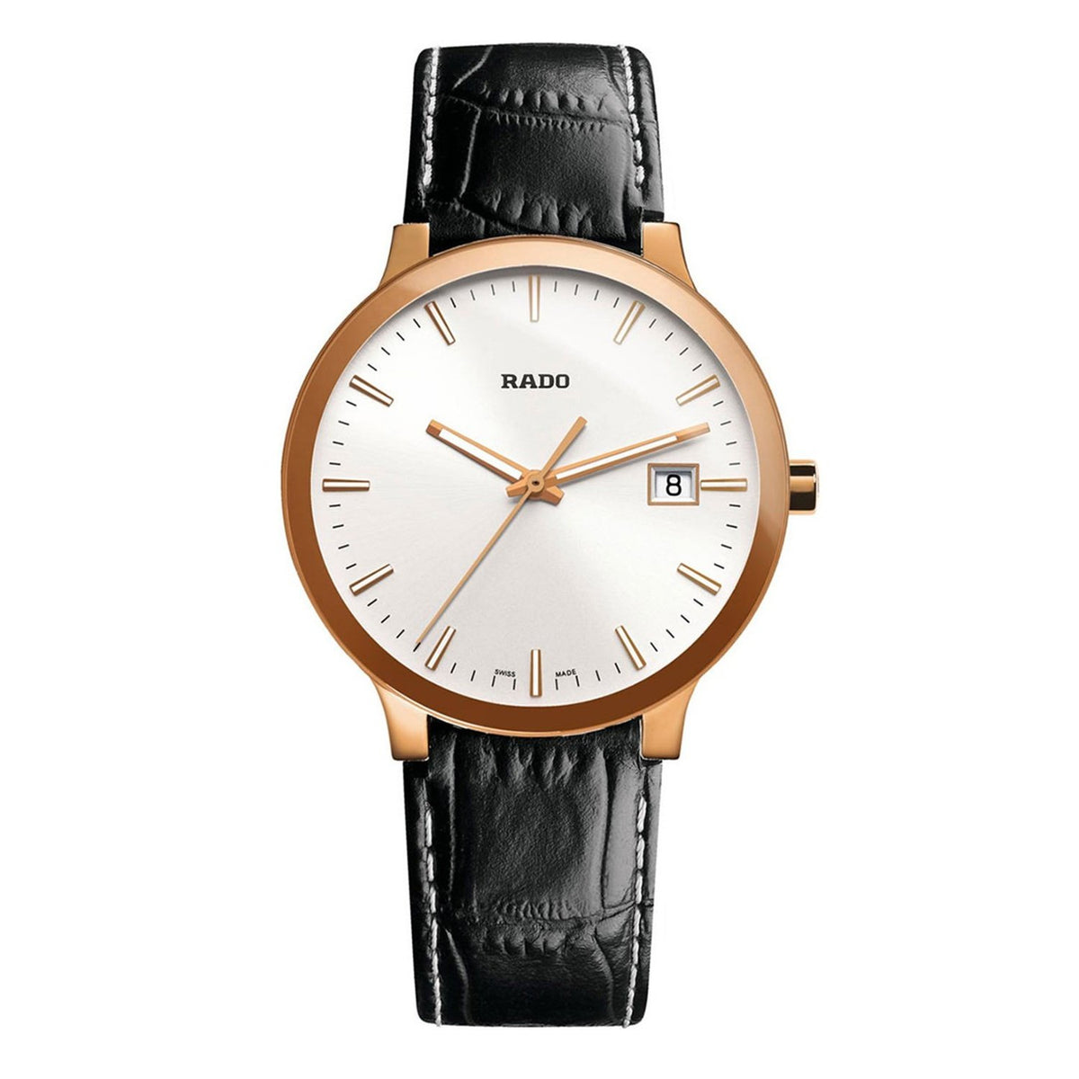 Rado Men&#39;s R30554105 Centrix Black Leather Watch