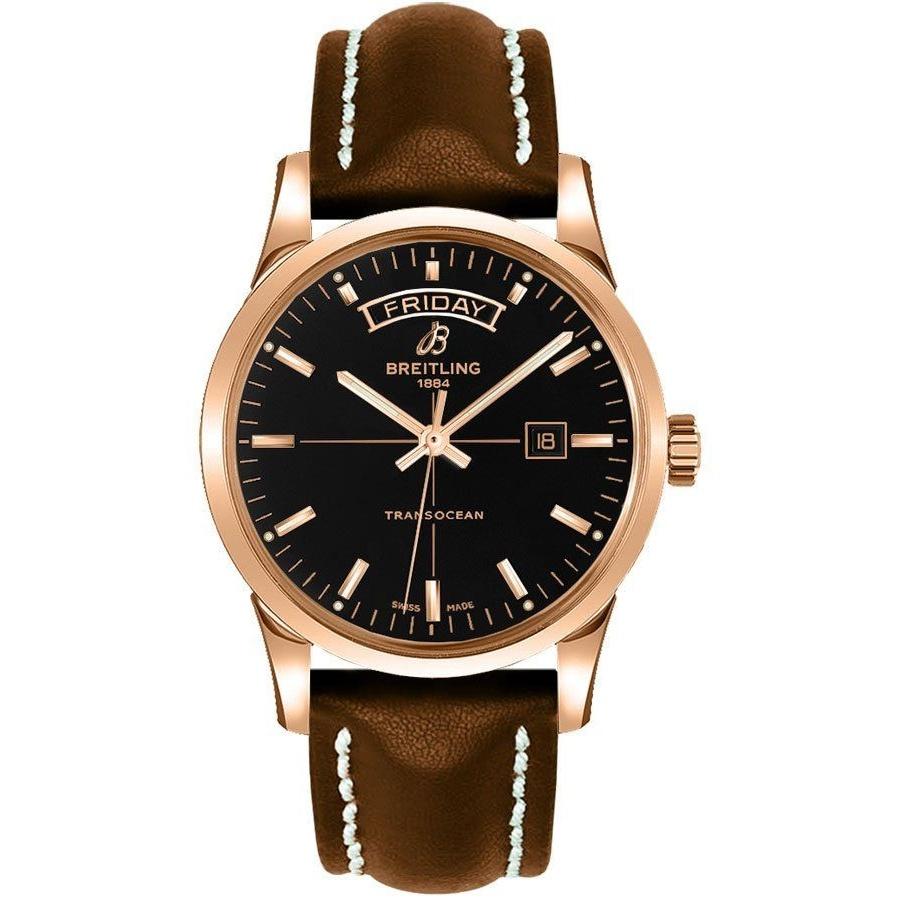 Breitling Men's R4531012-BB70-437X Transocean Day Date Brown Leather Watch