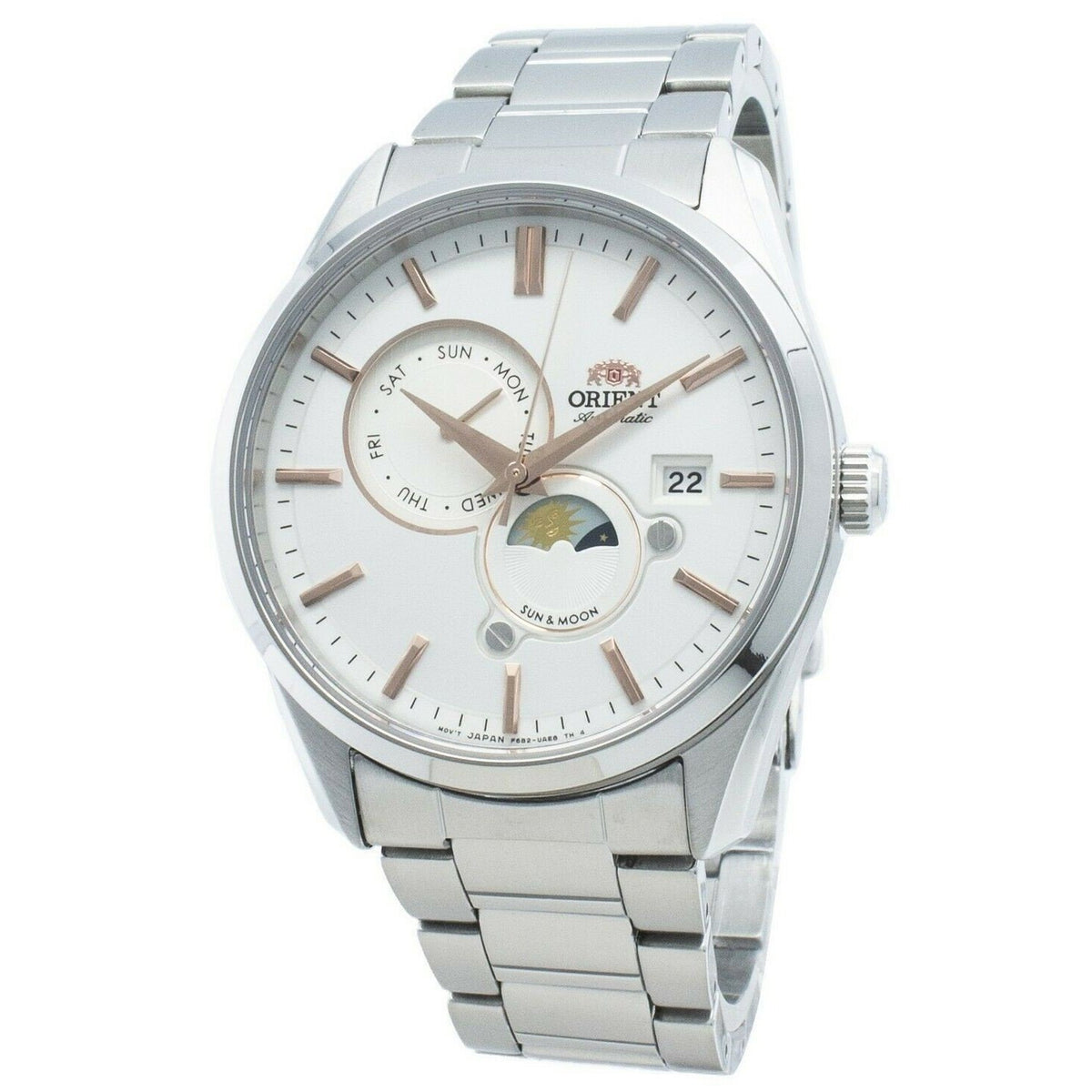 Orient Men's RA-AK0301S10B Sun and Moon Stainless Steel Watch