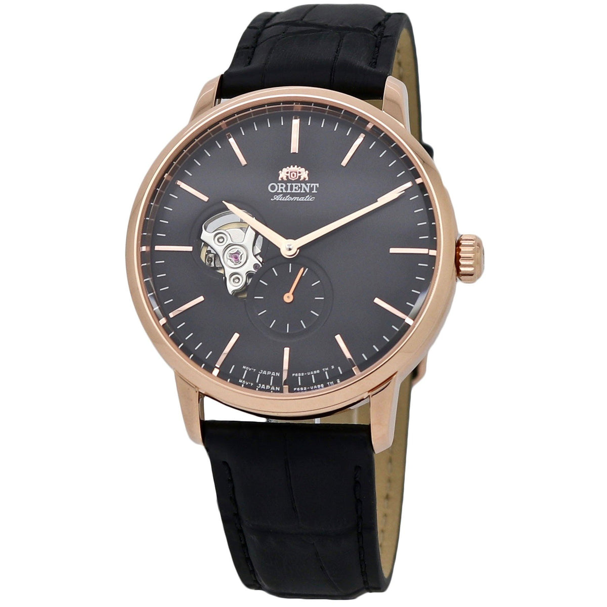 Orient Men's RA-AR0103B10B Open Heart Black Leather Watch