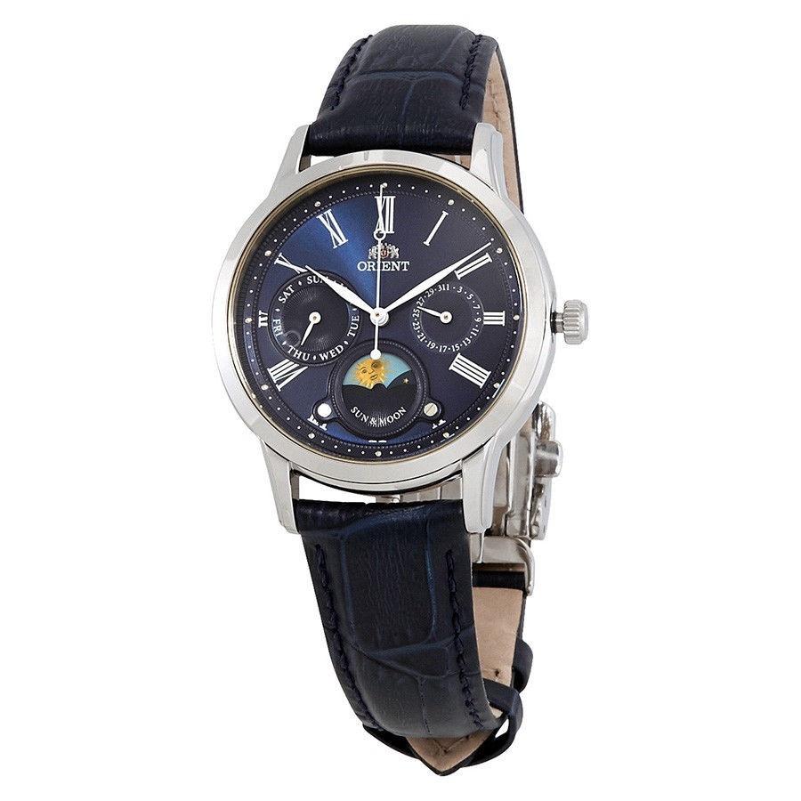Orient Women&#39;s RA-KA0004L10B Sun and Moon Multi-Function Blue Leather Watch