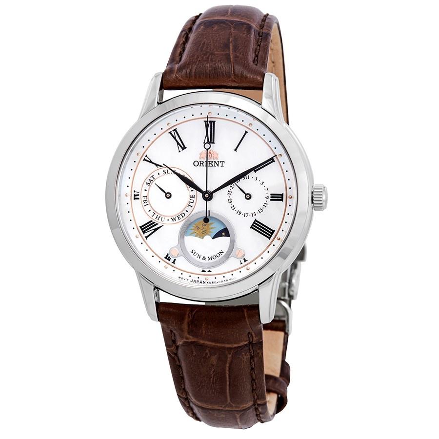 Orient Women's RA-KA0005A10B Sun and Moon Multi-Function Brown Leather Watch