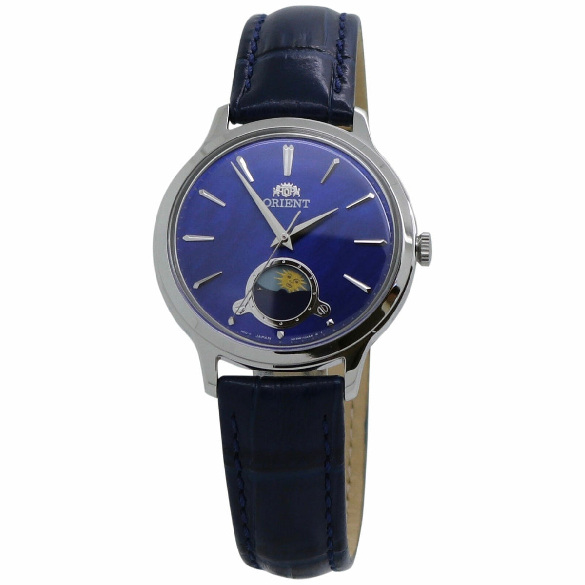 Orient Women&#39;s RA-KB0004A10B Sun &amp; Moon Blue Leather Watch