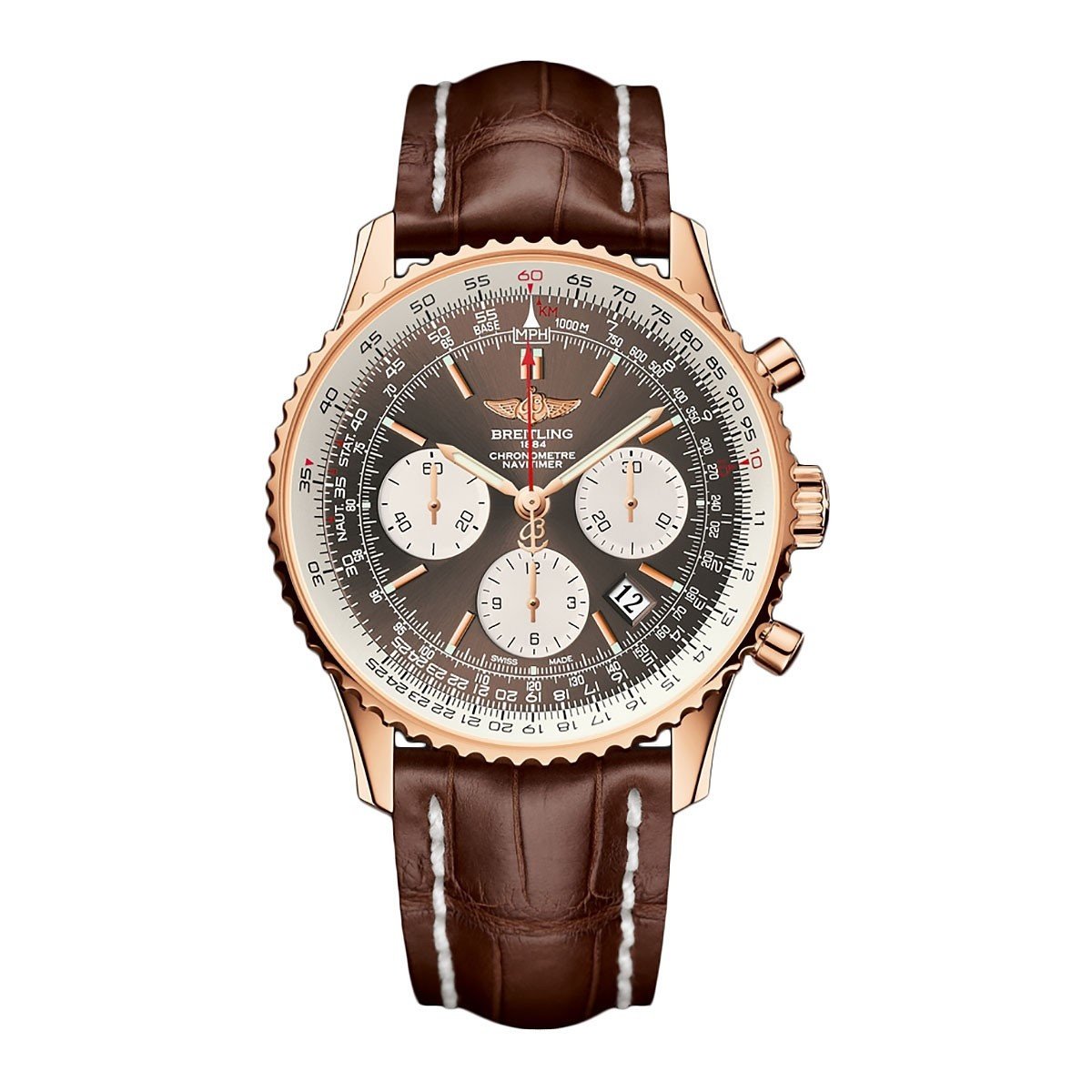 Breitling Men's RB012012-Q606-739P Navitimer 01 Chronograph Automatic Brown Leather Watch