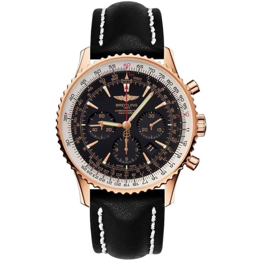 Breitling Men's RB0127E6-BF16-441X Navitimer 01 Chronograph Black Leather Watch