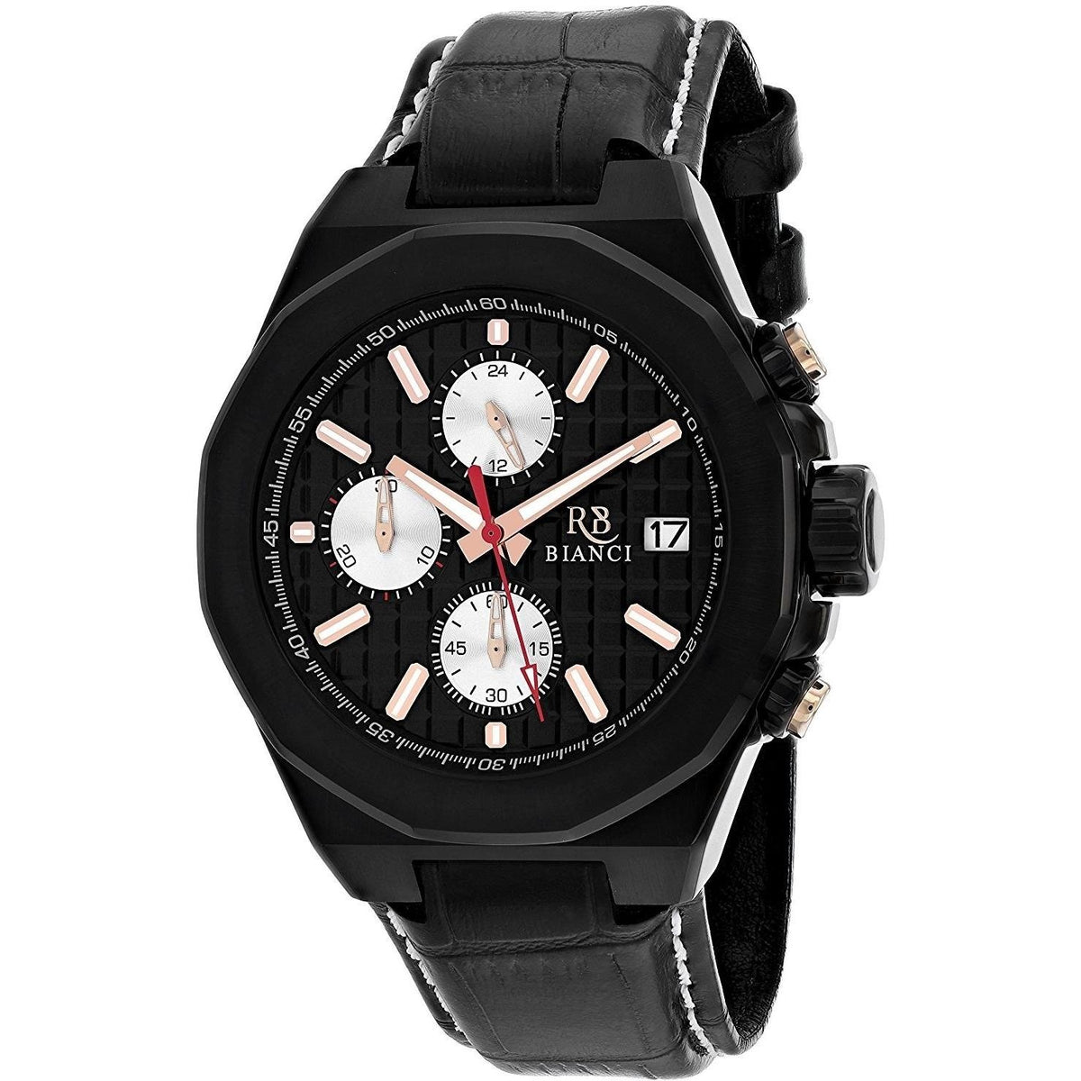 Roberto Bianci Men&#39;s RB0132 Fratelli Chronograph Black Leather Watch