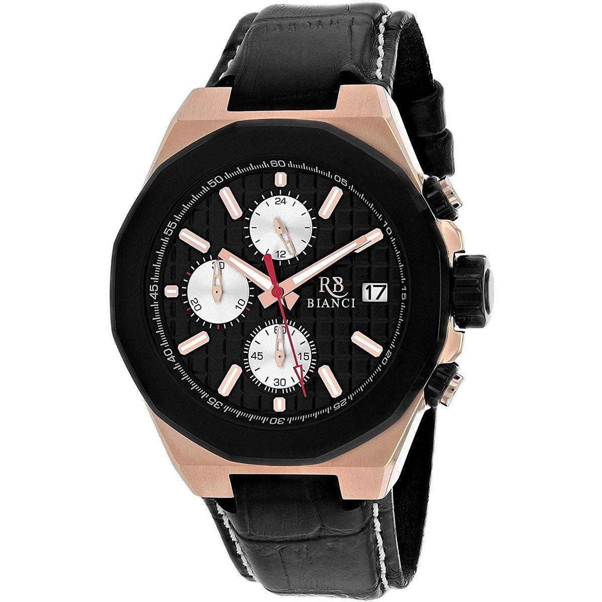 Roberto Bianci Men&#39;s RB0133 Fratelli Chronograph Black Leather Watch