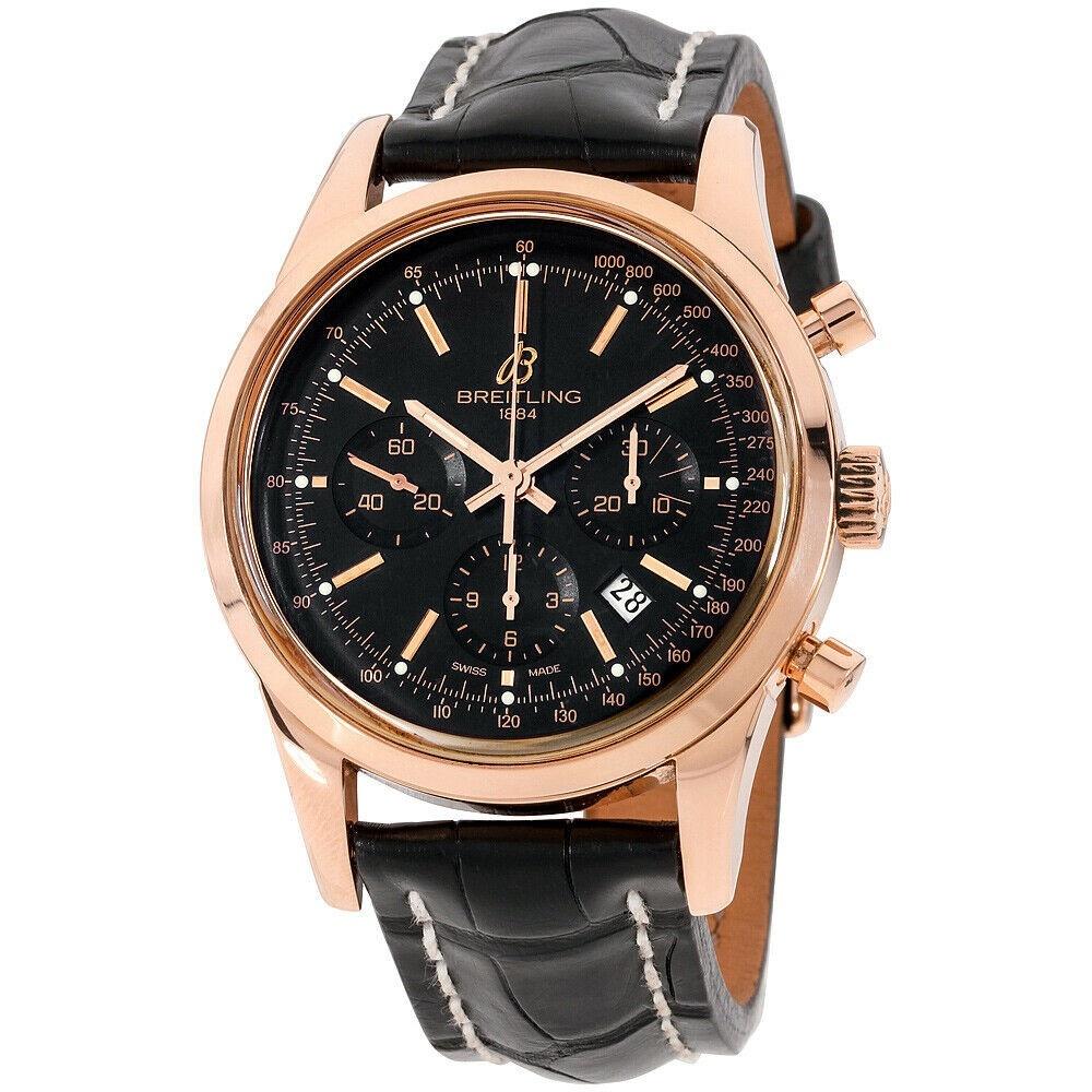 Breitling Men's RB015212-BB16-743P Transocean Chronograph Black Leather Watch