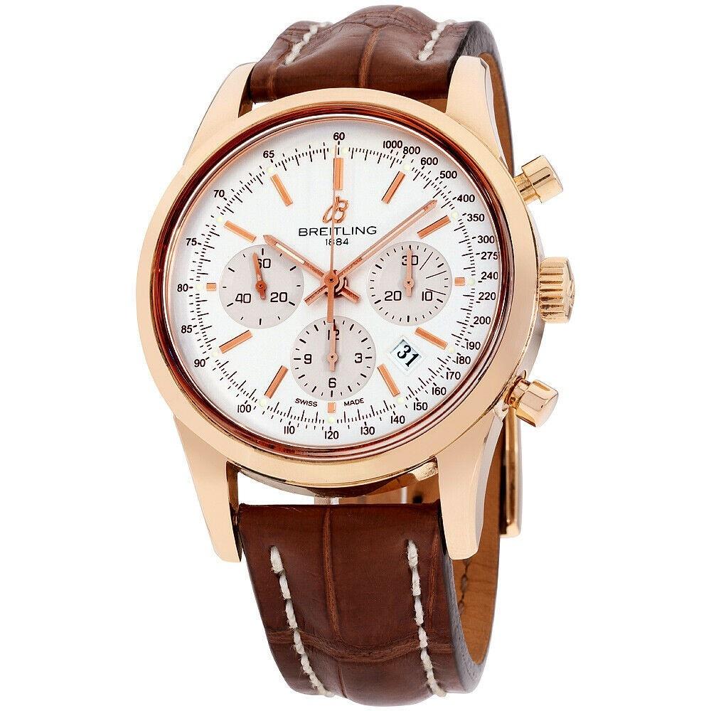 Breitling Men&#39;s RB015212-G738-739P Transocean Chronograph Brown Leather Watch