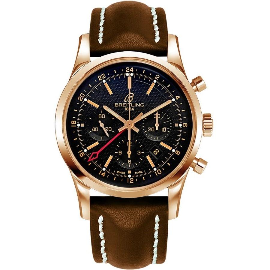 Breitling Men's RB045112-BC68-438X Transocean GMT Chronograph Brown Leather Watch