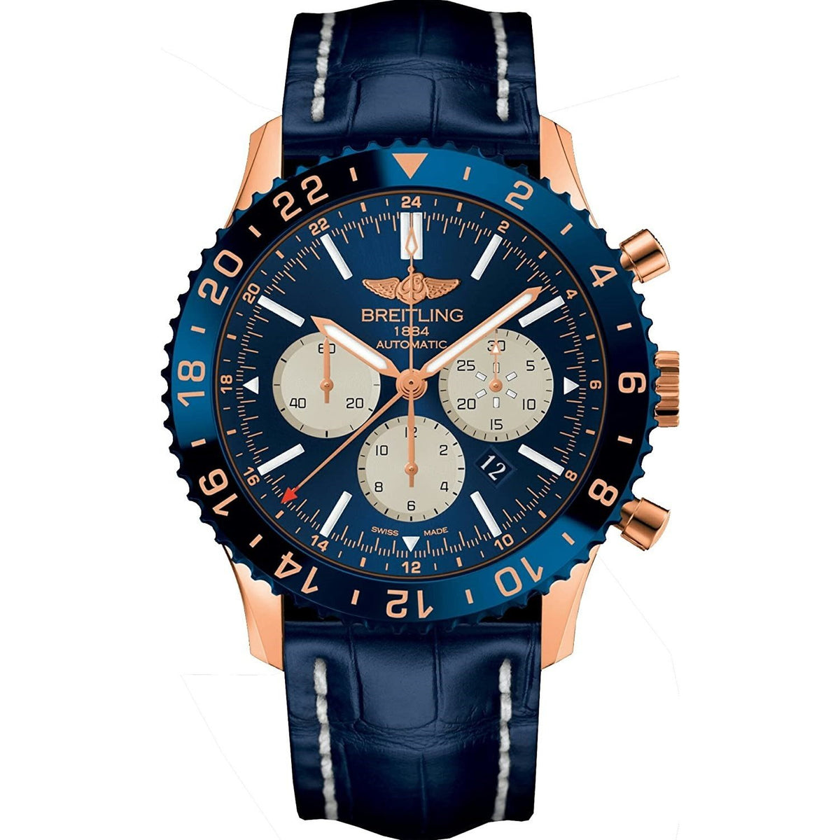 Breitling Men's RB046116-C972-101X Chronoliner Chronograph Blue Leather Watch