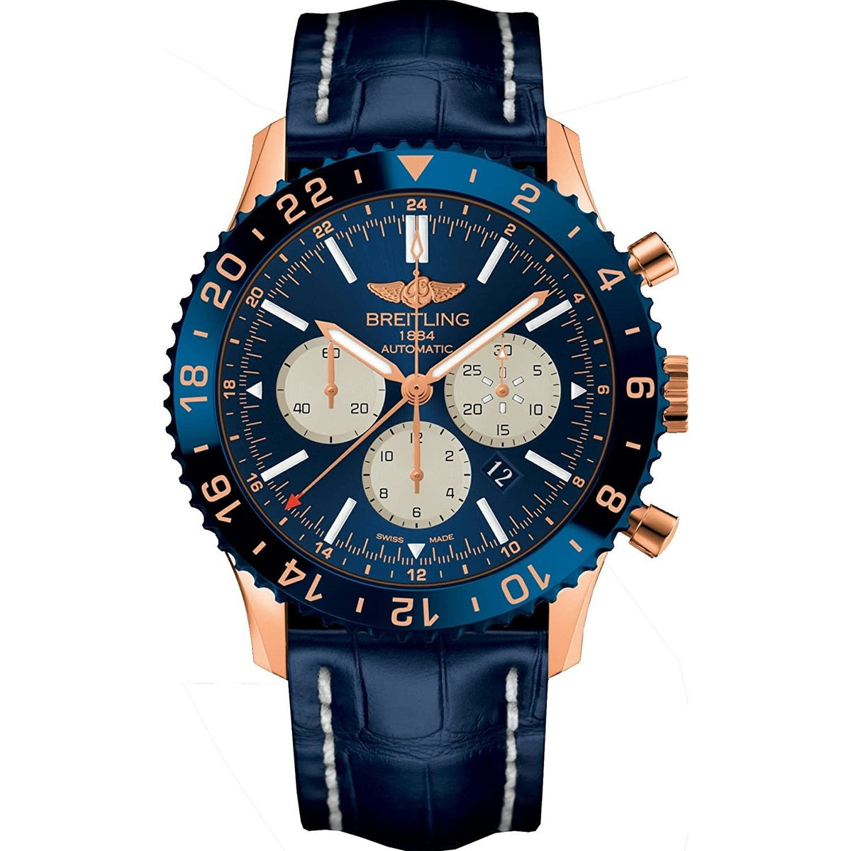Breitling Men&#39;s RB046116-C972-101X Chronoliner Chronograph Blue Leather Watch