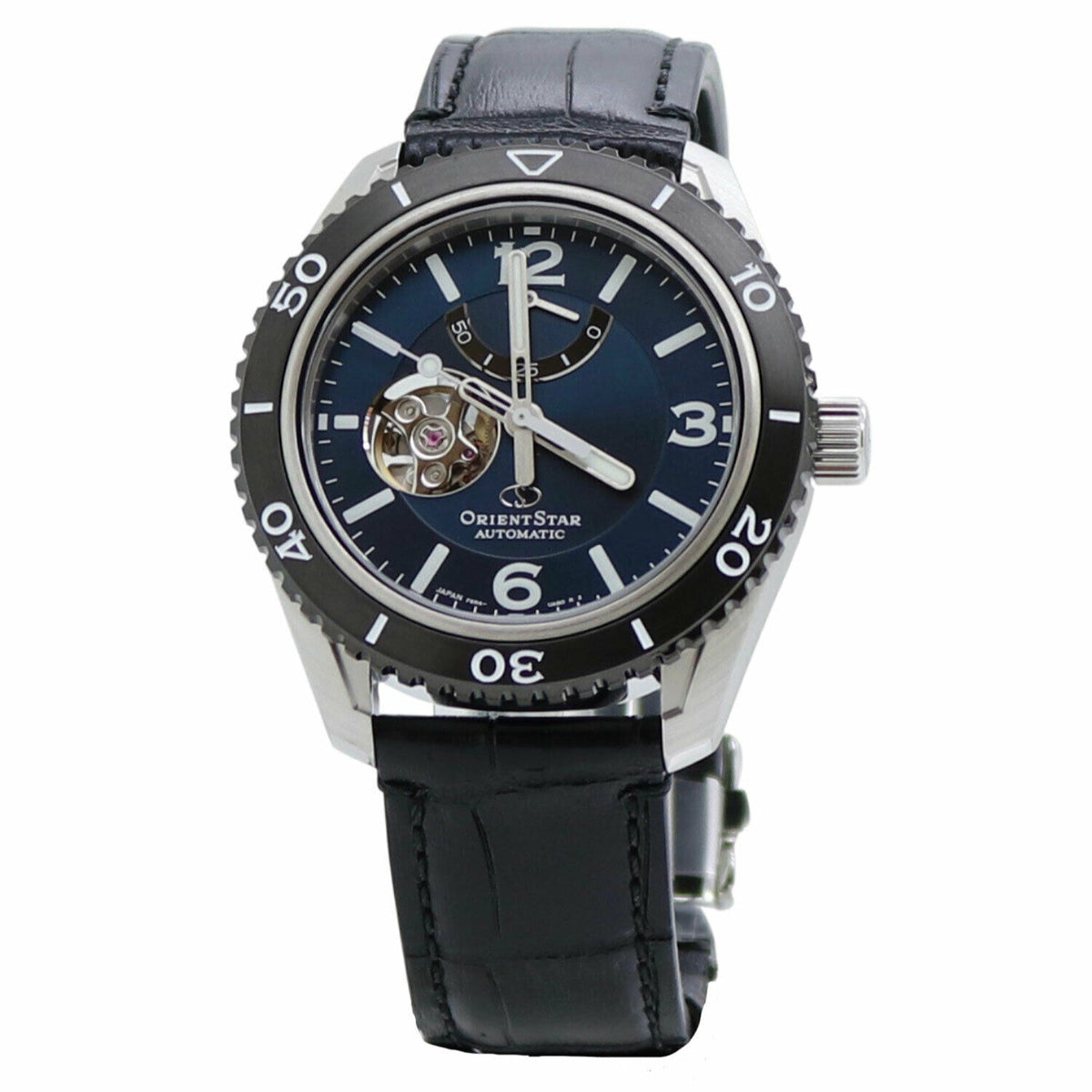 Orient Men&#39;s RE-AT0104E00B Star Automatic Black Leather Watch