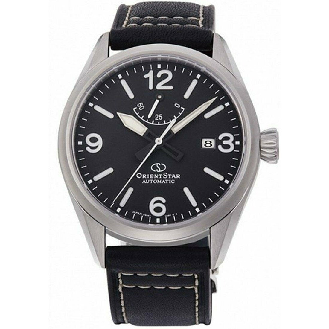 Orient Men&#39;s RE-AU0203B00B Orient Star Black Leather Watch