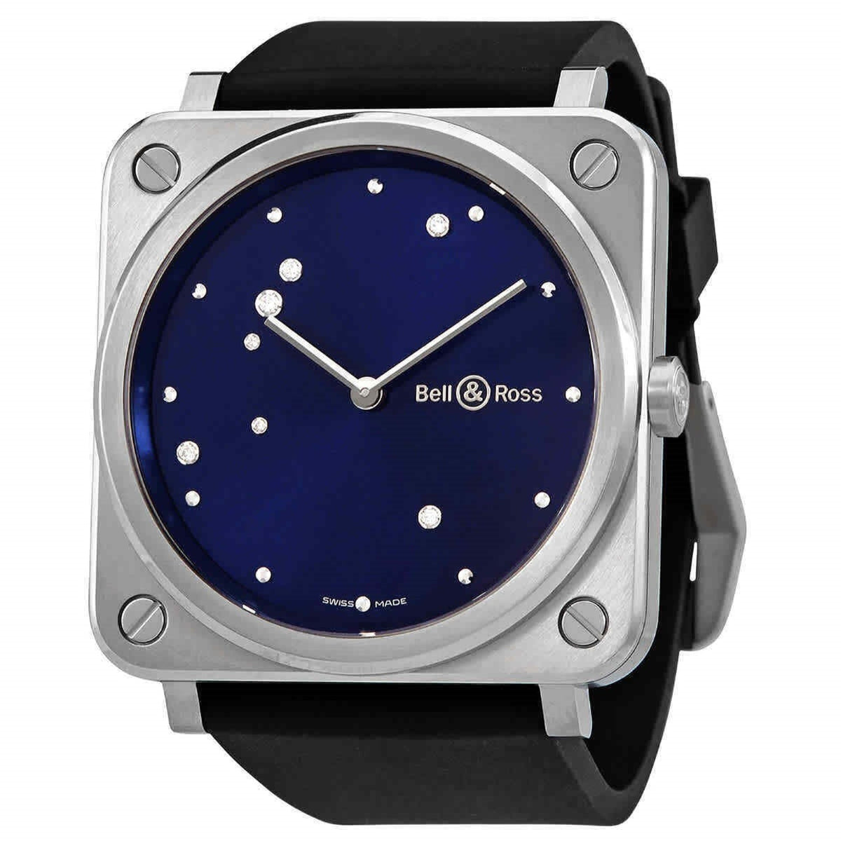 Bell & Ross Women's RS-EA-ST-SCR Blue Diamond Eagle Diamond Black Rubber Watch