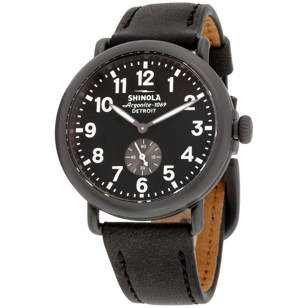 Shinola Men&#39;s S0120077935 The Runwell Black Leather Watch