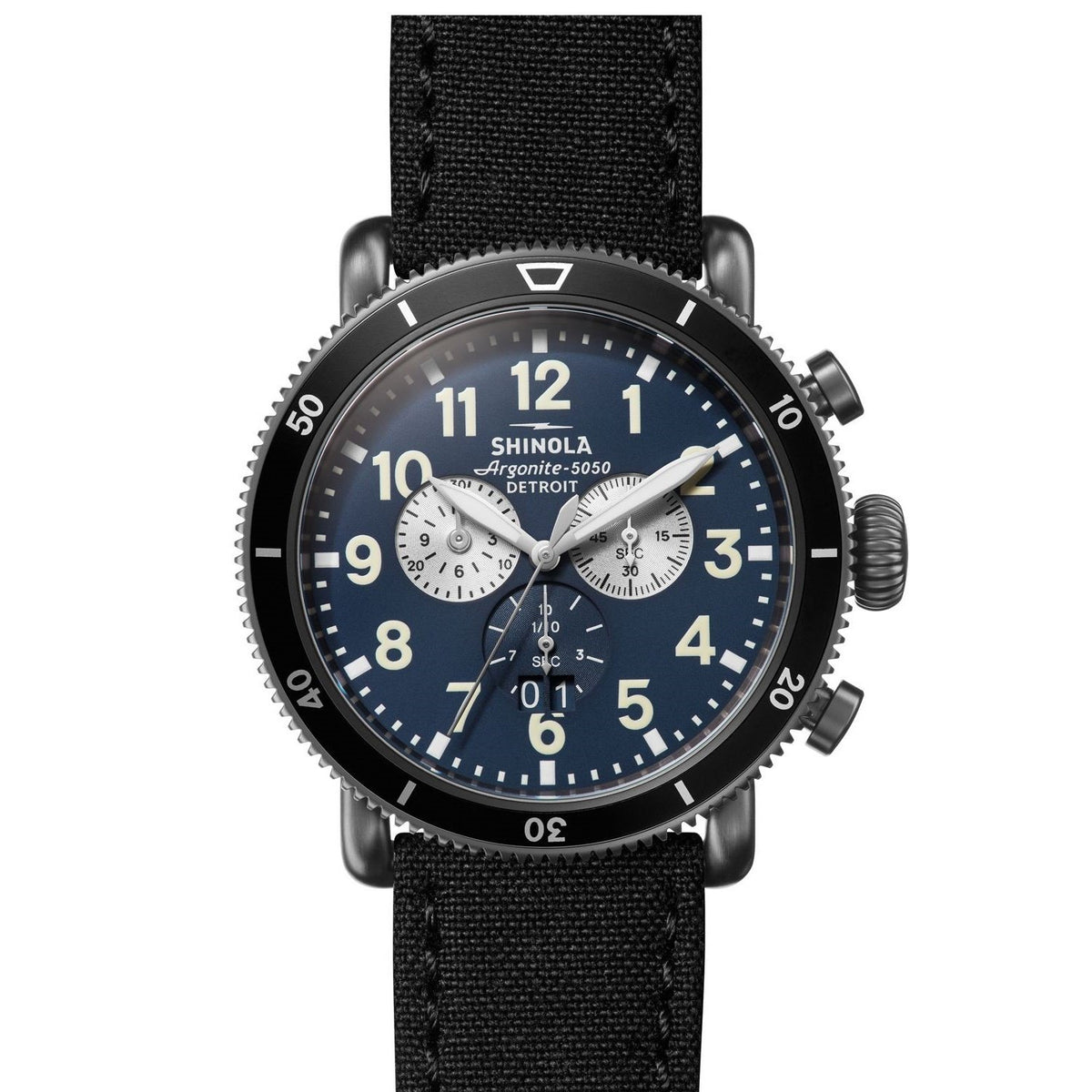 Shinola Men's S0120121778 The Runwell Chronograph Black Canvas Watch