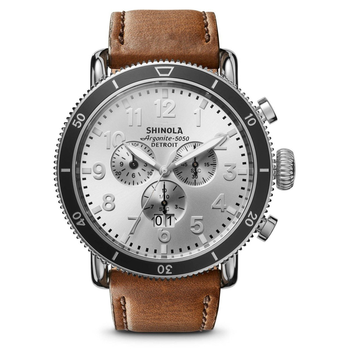 Shinola Men's S0120121779 The Runwell Chronograph Brown Leather Watch